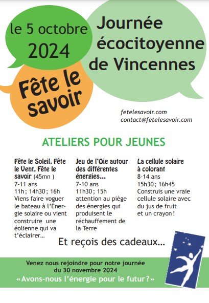 Journée Ecocitoyenne de Vincennes avec Fête le Savoir - 5 octobre 2024