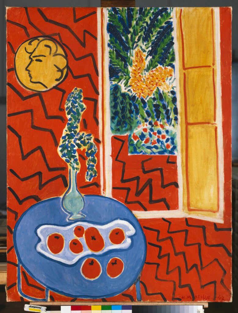 Henri Matisse, Intérieur rouge, nature morte sur table bleue, 1947 Huile sur toile &&-x89 cm Kunstsammlung Nordhein-Wesfallen, Düsseldorf photo © BPK, Berlin, Dist. GrandpaisRmn/Walter Klein