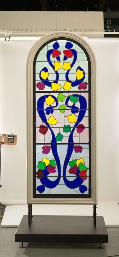 Henri Matisse La Vigne,1953-1954
Fabriqué par l’atelier Bony, vitrail, verre, plomb, structure
métallique, 274,6 x 99,8 cm Centre Pompidou, Paris
Photo © Centre Pompidou, MNAM-CCI, Dist.
GrandPalaisRmn / image Centre Pompidou, MNAM-C